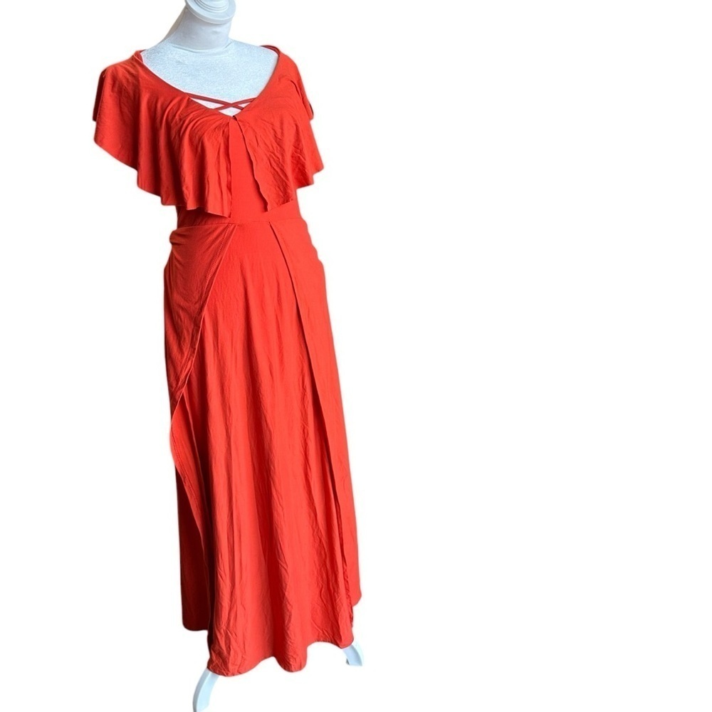 Derek Heart Orange Ruffled Tiered Maxi Dress